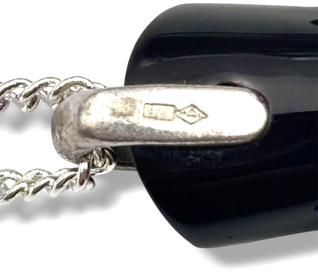 Baccarat Cross Necklace SV925 Silver Chain Black Crystal Pendant Unisex