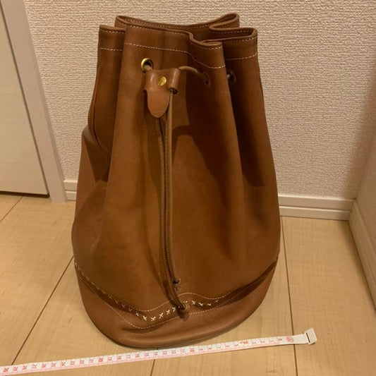 CAMPOMAGGI Leather Bucket Backpack Camel Tan Drawstring Italy Vintage Boho Bag