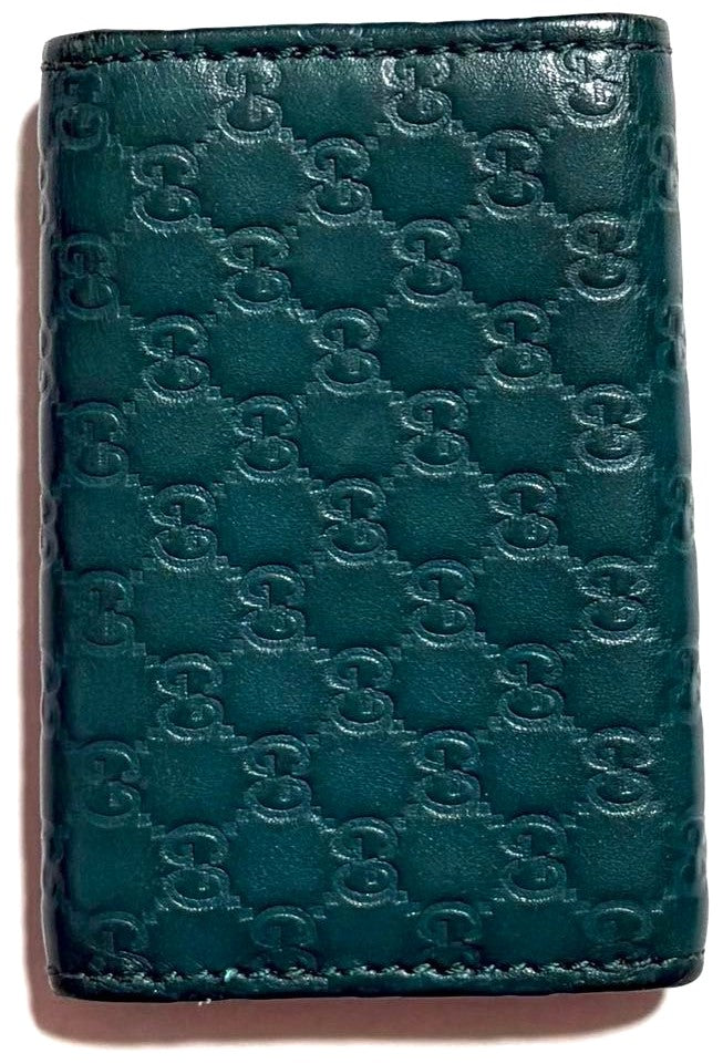 GUCCI Microguccissima GG 6-Hook Key Case Holder Green Leather Italy Authentic