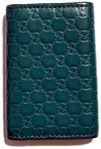 GUCCI Microguccissima GG 6-Hook Key Case Holder Green Leather Italy Authentic