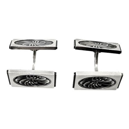 Georg Jensen Cufflinks Sterling Silver 925 Rectangle Swirl Design Mens Denmark