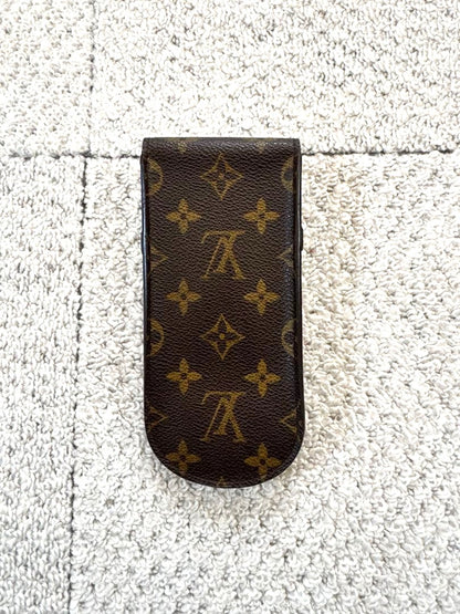 Louis Vuitton Etui Lunettes Glasses Case Monogram Brown Leather Made in France