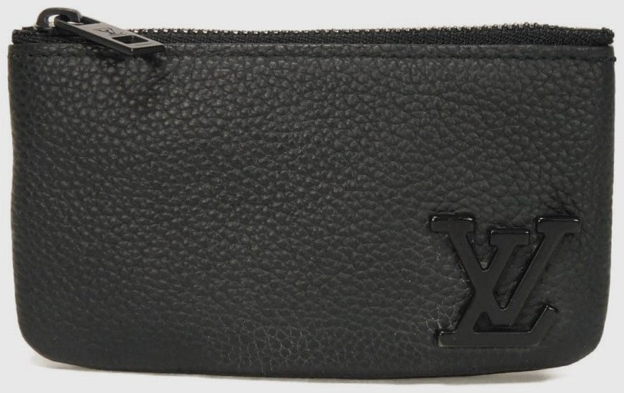 Louis Vuitton Aerogram Pochette Cle Key Coin Case M81031 Black Taurillon Noir