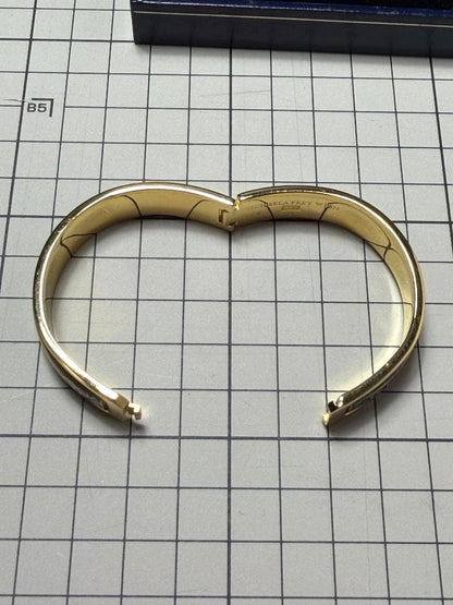 MICHAELA FREY WIEN Enamel Bangle Bracelet Gold Tone Black Vienna Austria Used