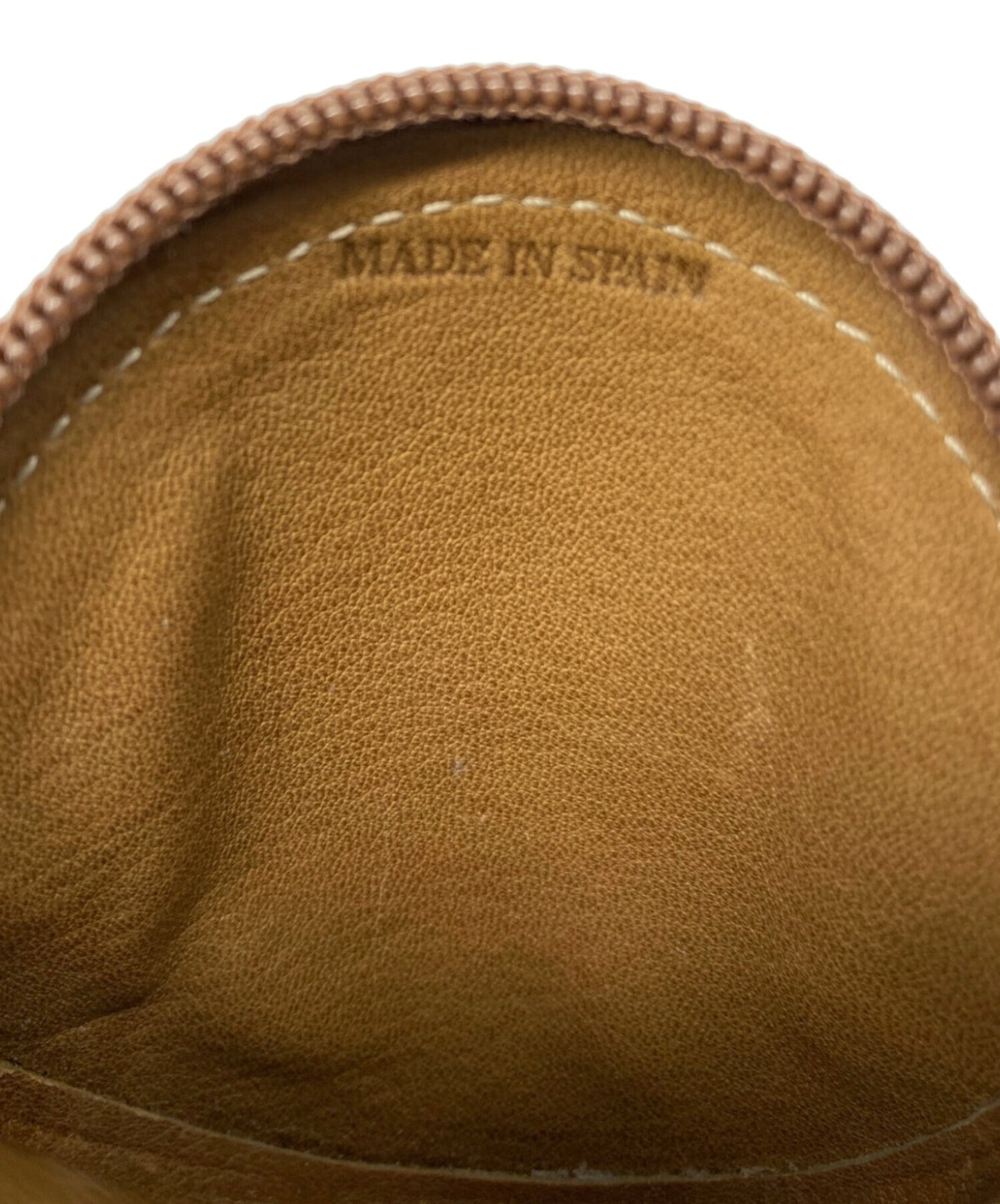 LOEWE Anagram Logo Round Coin Case Purse Brown Suede Leather Zip Vintage
