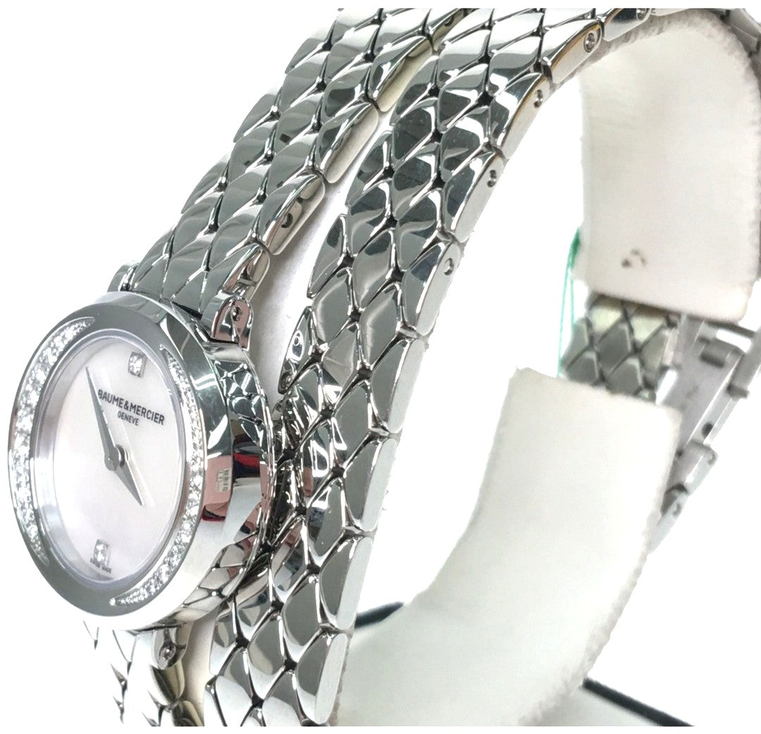 Baume & Mercier Promesse M0A10289 Ladies Watch Diamond Bezel MOP 24mm Swiss Used
