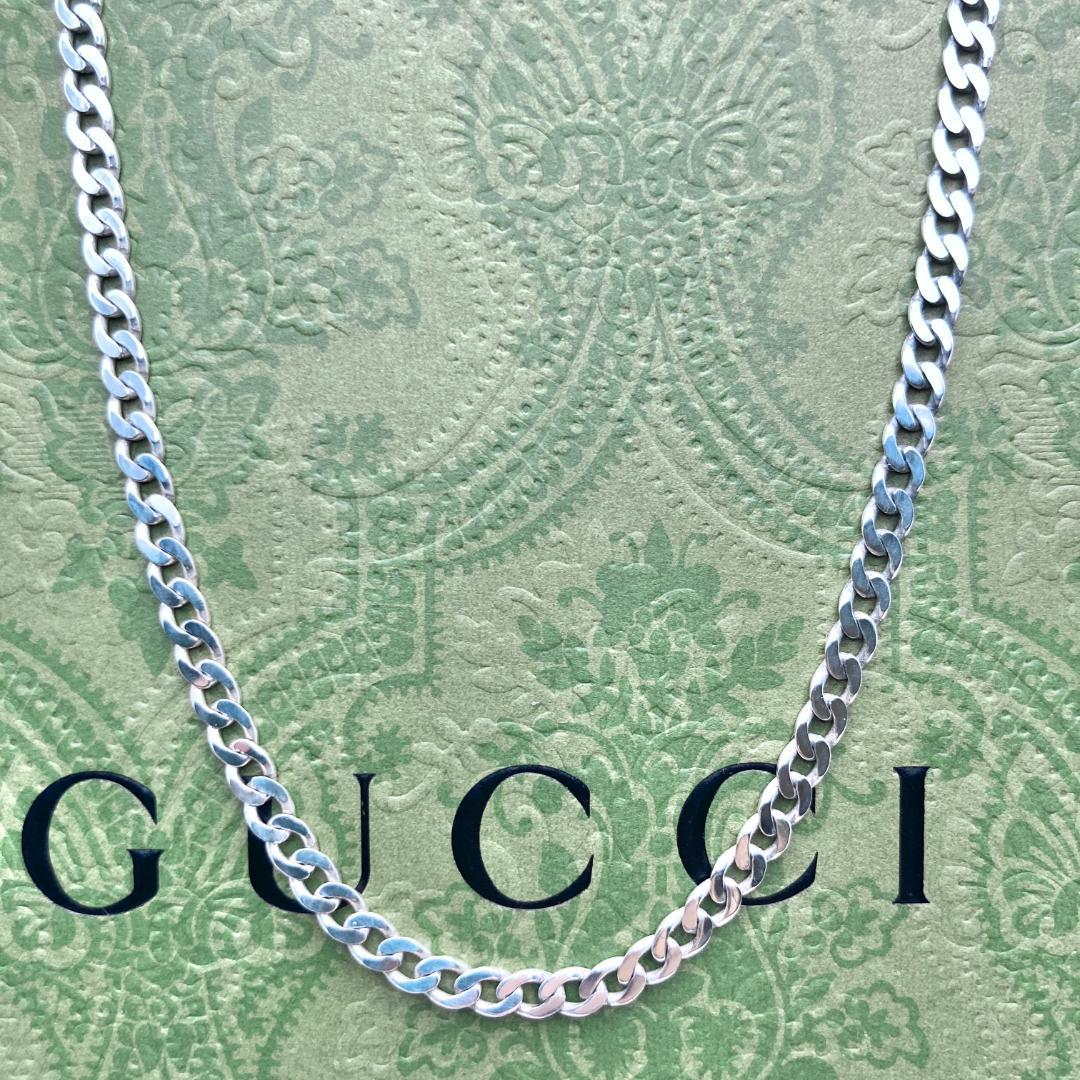 GUCCI Sterling Silver 925 Curb Chain Necklace 45cm 17.7in