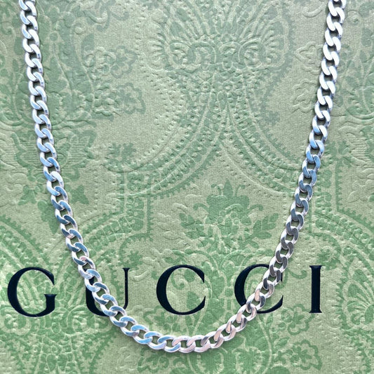 GUCCI Sterling Silver 925 Curb Chain Necklace 45cm 17.7in