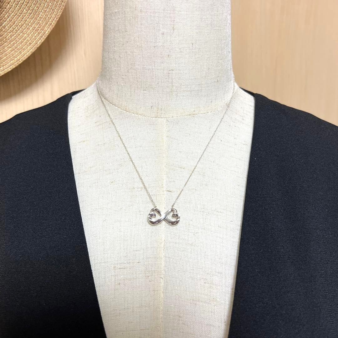 TIFFANY & CO Double Loving Heart Necklace Paloma Picasso Sterling Silver SV925