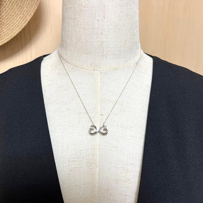 TIFFANY & CO Double Loving Heart Necklace Paloma Picasso Sterling Silver SV925