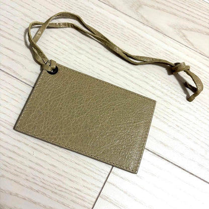 BALENCIAGA Mirror Bag Charm Leather Accessory Greige Beige 13cm 5.1in Authentic