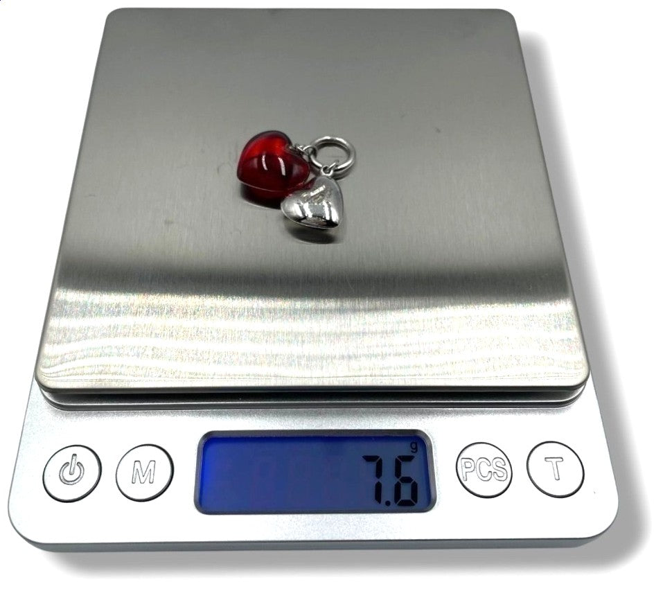 BACCARAT Double Heart Pendant Top Silver 925 Red Crystal Charm Vintage Jewelry