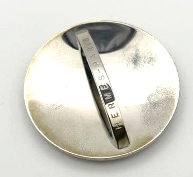 HERMES Scarf Ring Chaine d'Ancre Orange Silver Tone Metal 6cm 2.4in Vintage