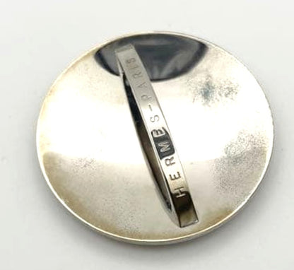 HERMES Scarf Ring Chaine d'Ancre Orange Silver Tone Metal 6cm 2.4in Vintage