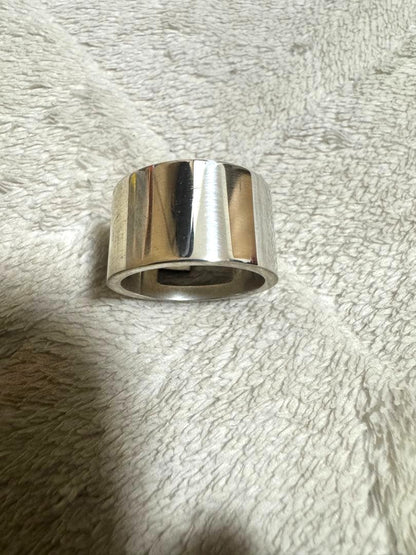 Gucci G Ring Silver 925 Wide Band Unisex Fashion Ring US8 EU57 Authentic Italy
