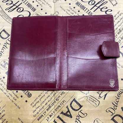 GUCCI Notebook Cover Vintage GG Canvas Business Planner Bordeaux Leather