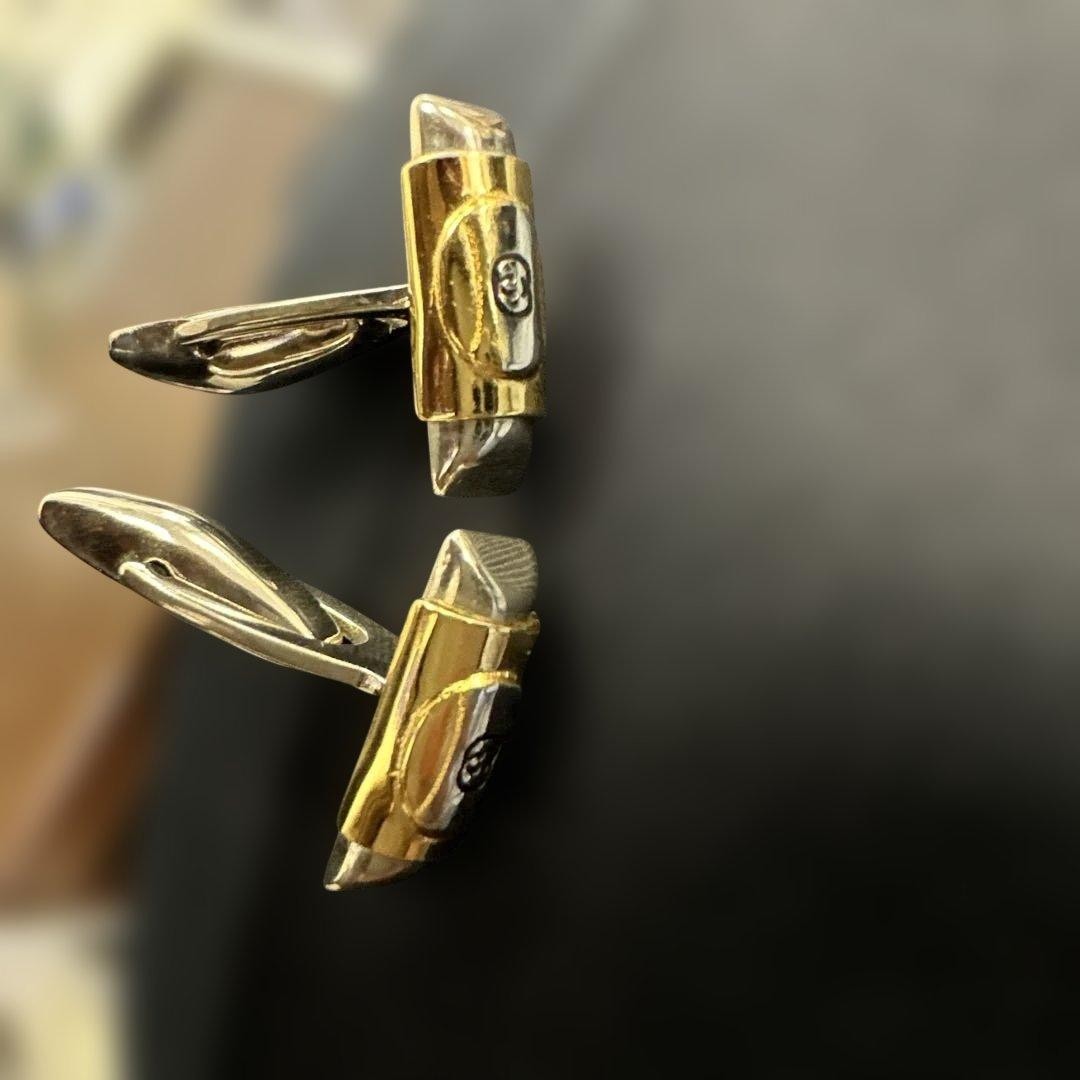 Gucci Accessory Collection Interlocking G Cufflinks Tie Bar Set Gold Silver