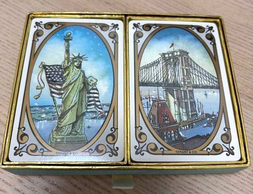 Tiffany & Co Double Playing Cards Set New York Statue Liberty Brooklyn Bridge