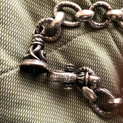Leonard Kamhout Silver 925 Chain Link Bracelet Hammered Toggle Clasp 109g Used