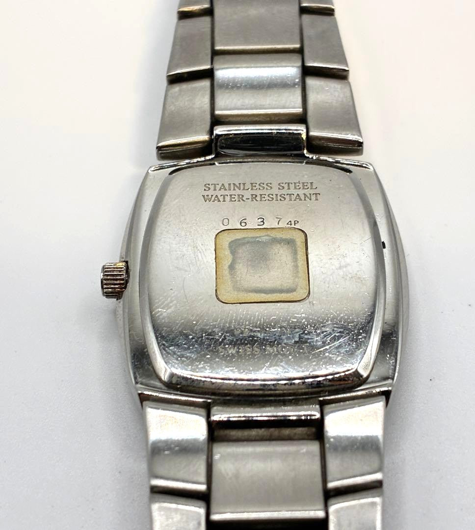 GIVENCHY Swiss Mvt Tonneau Wristwatch Silver Gold Two-Tone Stainless Steel Watch
