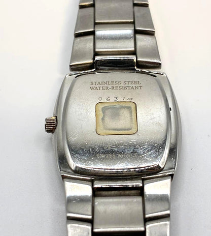 GIVENCHY Swiss Mvt Tonneau Wristwatch Silver Gold Two-Tone Stainless Steel Watch