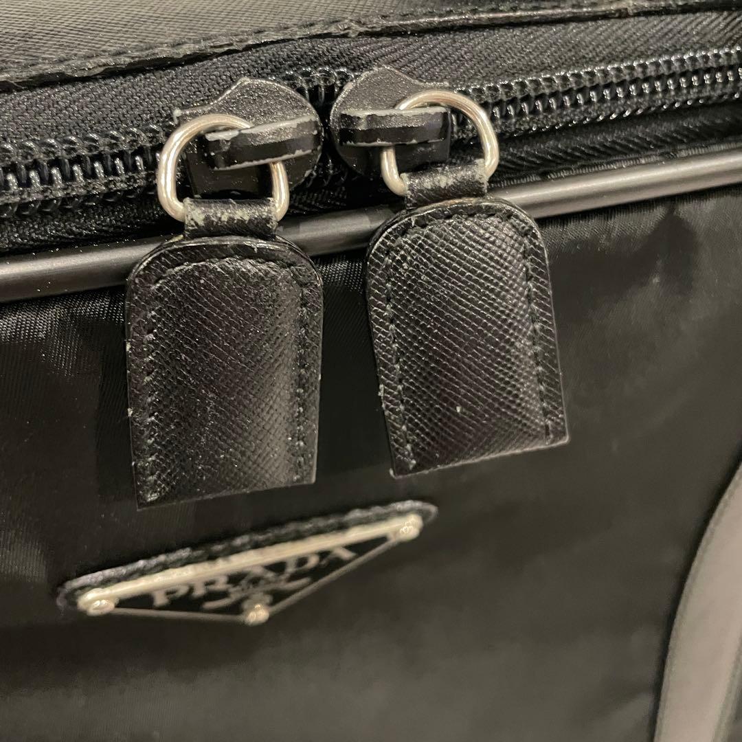 PRADA Nylon Saffiano Briefcase Business Bag Black Triangle Logo 2way Shoulder