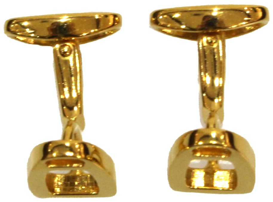 GUCCI Gold Tone Stirrup Cufflinks Mens Suit Accessory Italy Authentic 0.4x0.6in