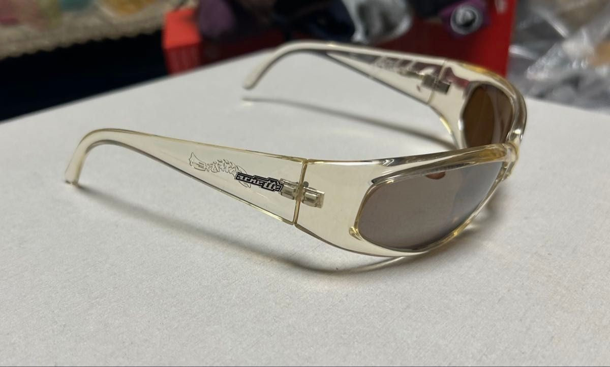 Arnette Y2K Vintage Wrap Sunglasses Clear Frame Mirror Lens Womens Mens