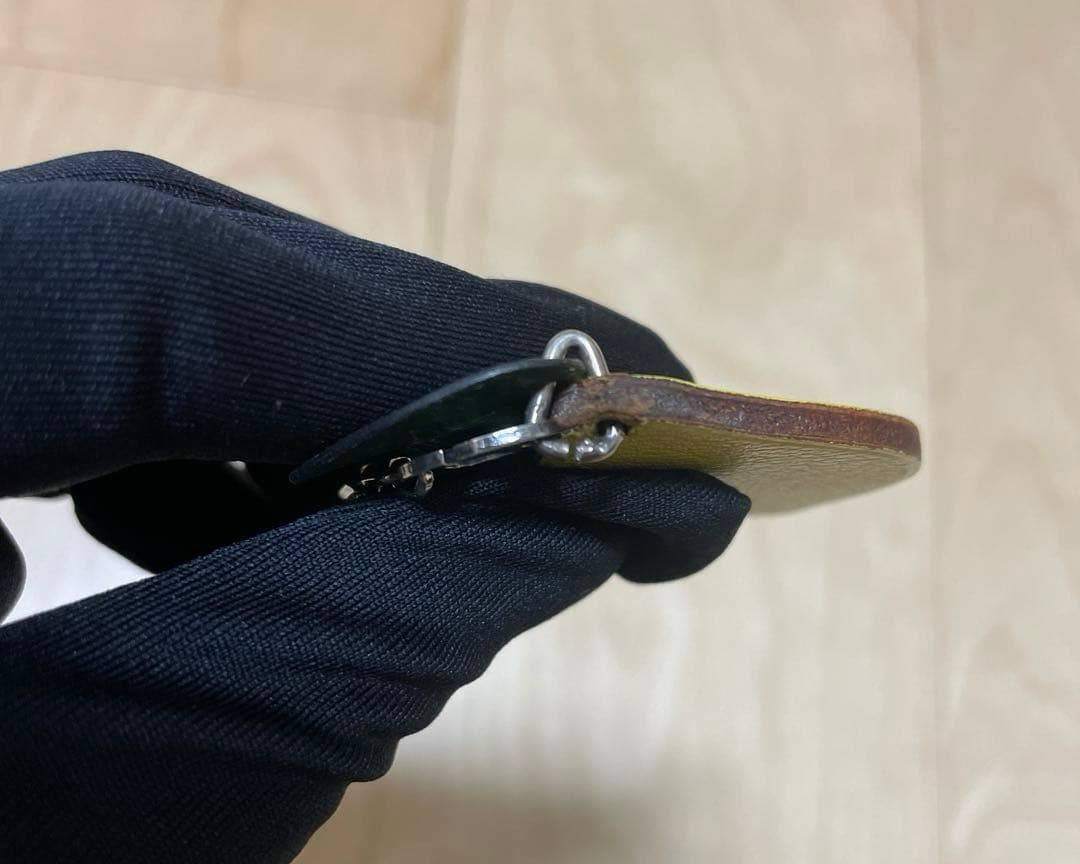 HERMES Lemon Fruit Bag Charm Keychain Yellow Green Leather Silver HW Vintage