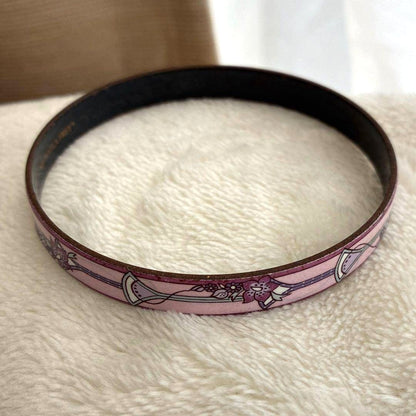 MICHAELA FREY Enamel Bangle Bracelet Pink Purple Floral Austria Copper 7.9in