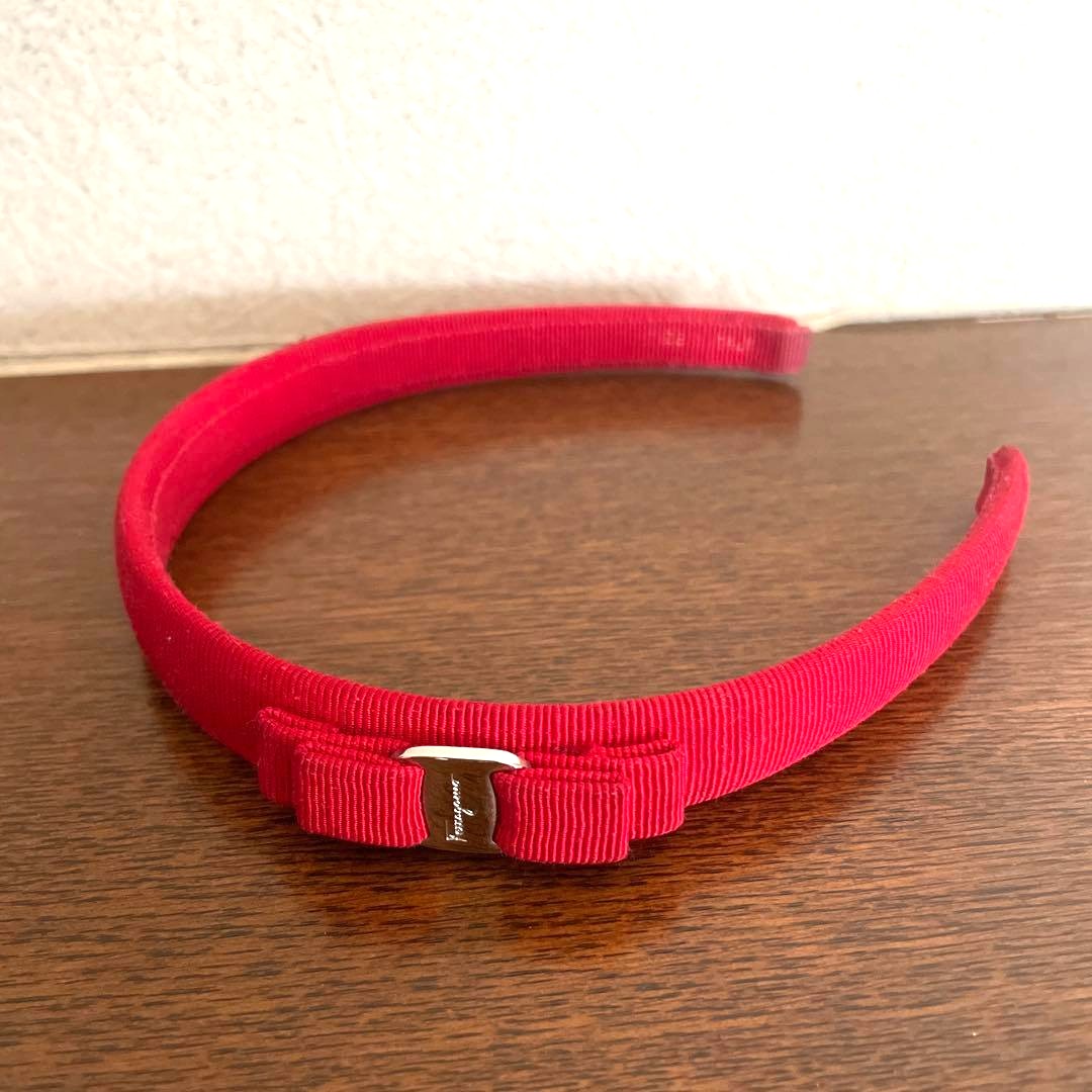 Salvatore Ferragamo Authentic Vara Bow Headband Pink Slim Type Used Great
