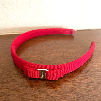 Salvatore Ferragamo Authentic Vara Bow Headband Pink Slim Type Used Great