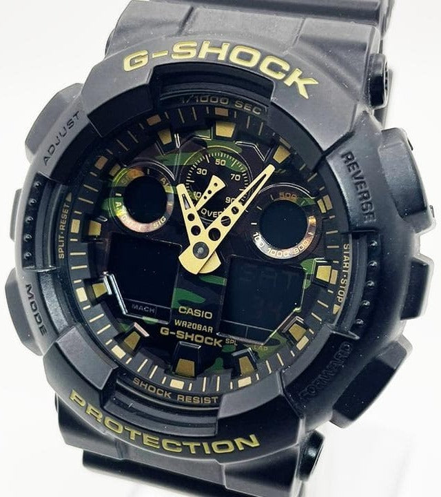 CASIO G-SHOCK GA-100CF Analog Digital Camouflage Watch Black Resin 51mm Mens