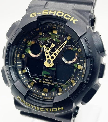 CASIO G-SHOCK GA-100CF Analog Digital Camouflage Watch Black Resin 51mm Mens