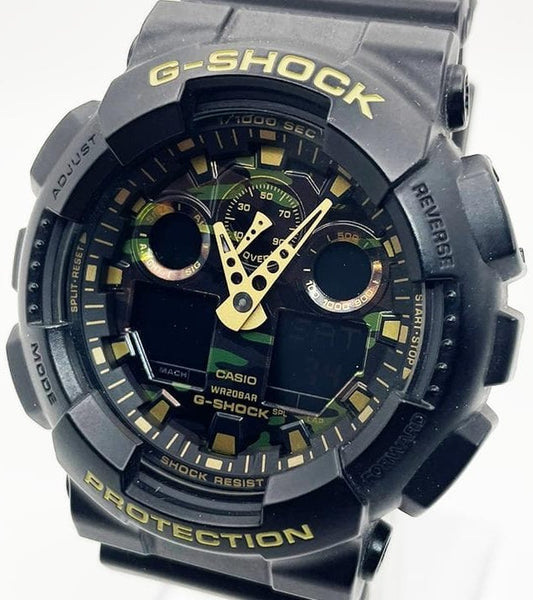 CASIO G-SHOCK GA-100CF Analog Digital Camouflage Watch Black Resin 51mm Mens