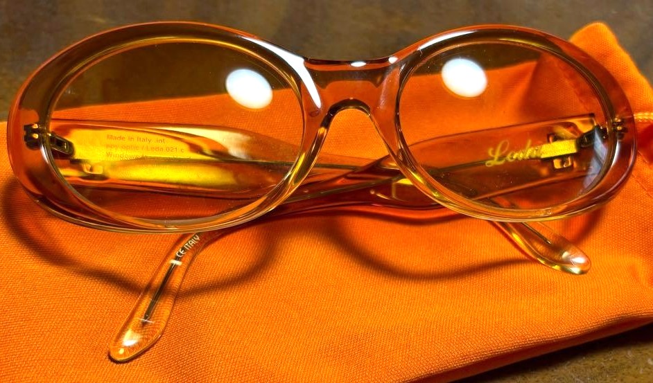 SPY Sunglasses Oval Frame Orange Lens Clear Acetate Unisex Italy Y2K VTG Used