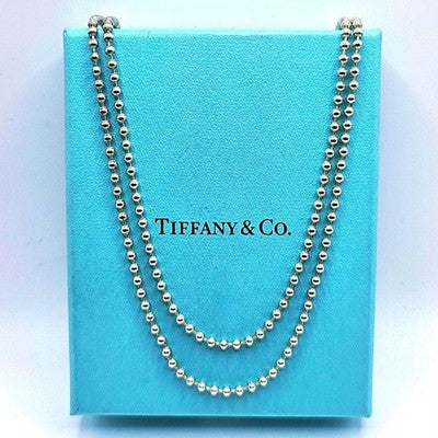 Old Tiffany & Co Sterling Silver 925 Long Ball Chain Necklace 86cm 33.8in 2.4mm