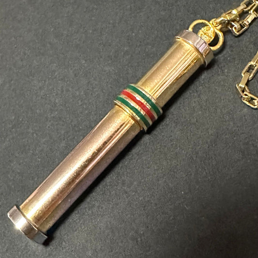 GUCCI Old Gucci Perfume Bottle Atomizer Necklace GP Gold Green Red Sherry Line