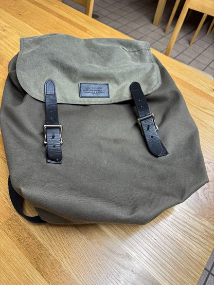 FILSON Rugged Twill Backpack Olive Green Leather Buckle USA Made Rucksack Canvas