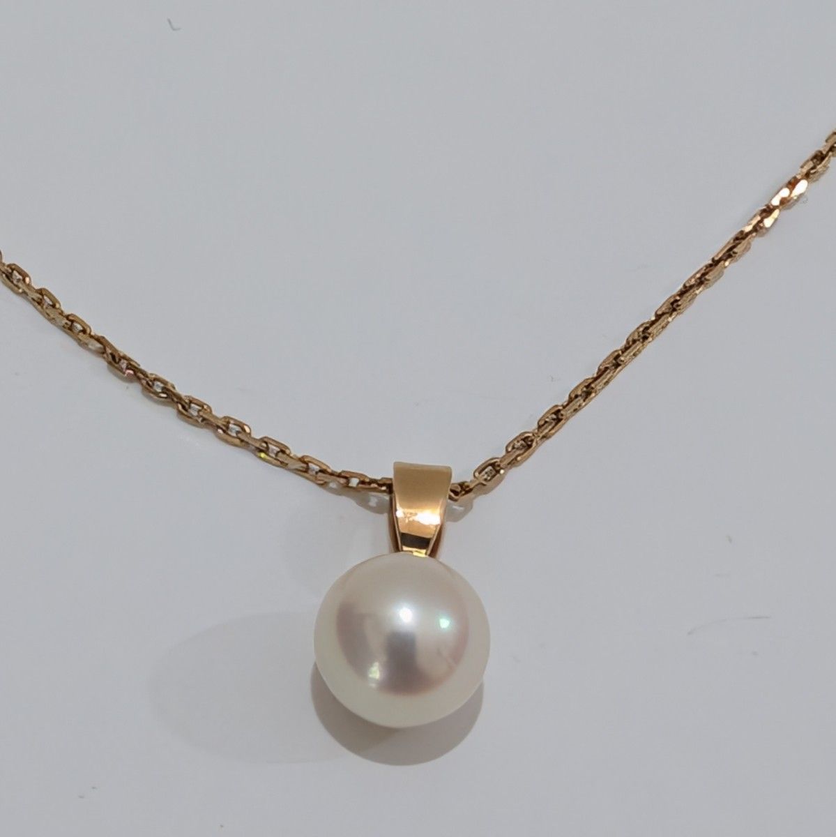 Mikimoto AUTH Pearl Necklace K18 YG 7.3mm 0.29" 40cm 15.7" Chain 2.7g Excellent!
