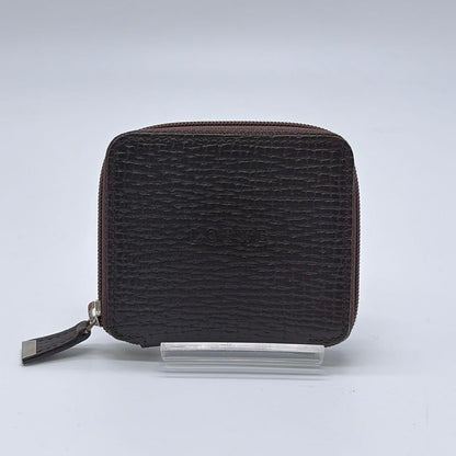 Loewe Dark Brown Leather Zip Around Coin Case 8.5 x 7.5cm 3.3 x 2.9in