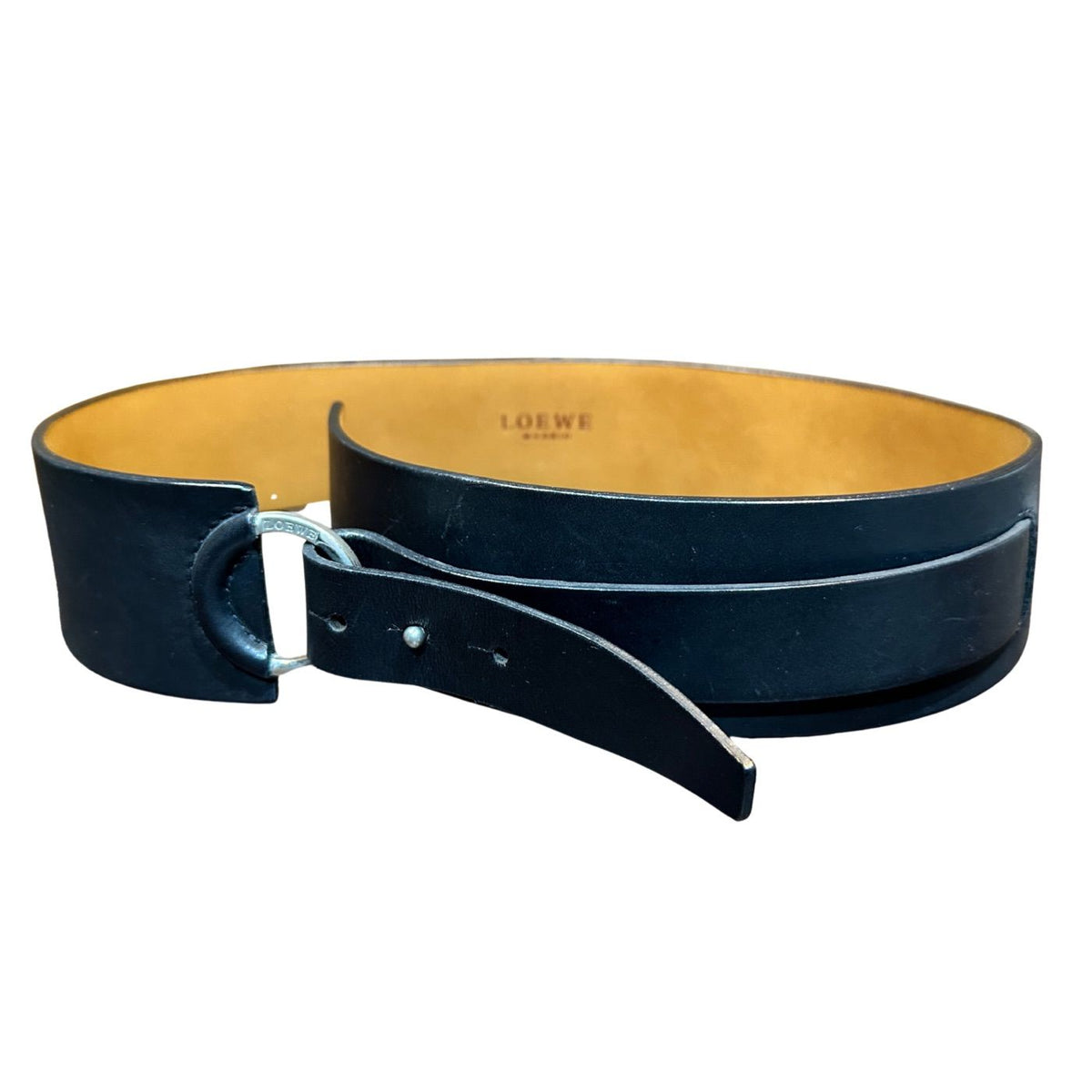 Loewe Black Leather Belt Size 44 / 75 L 83cm 32.7"  W 6cm 2.4"