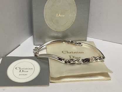Christian Dior X Link Silver Tone Metal Bracelet Bangle