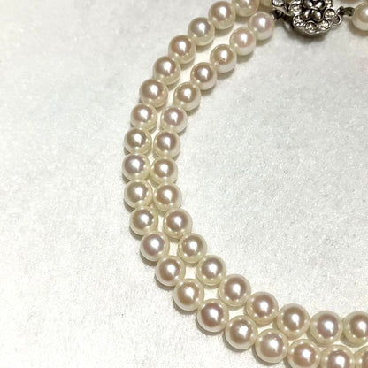 Akoya Baby Pearl Necklace White Real Pearl Silver Flower Clasp 5mm 41cm 16.1in