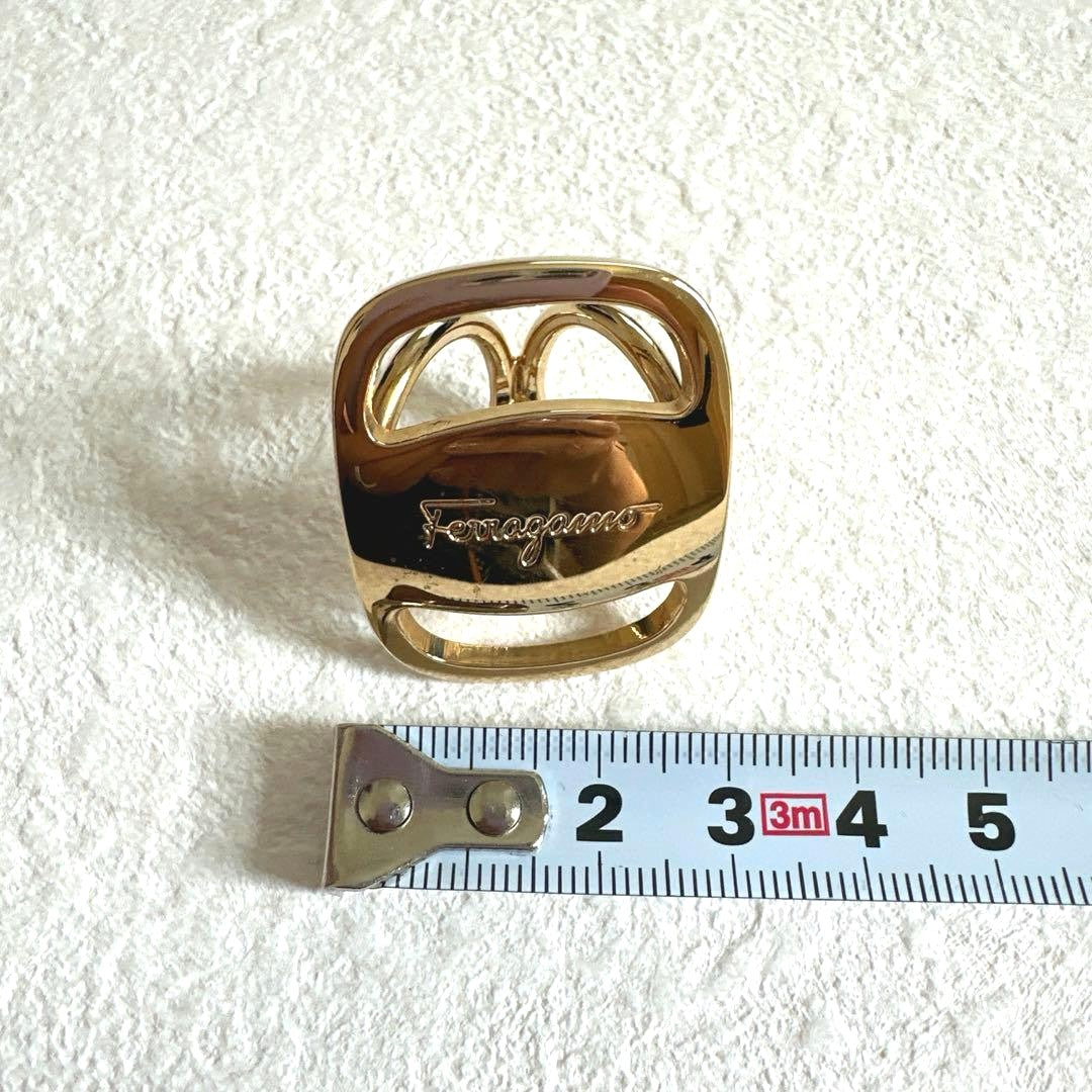 Salvatore Ferragamo Scarf Ring Gold Tone Vara Bow Cutout Women