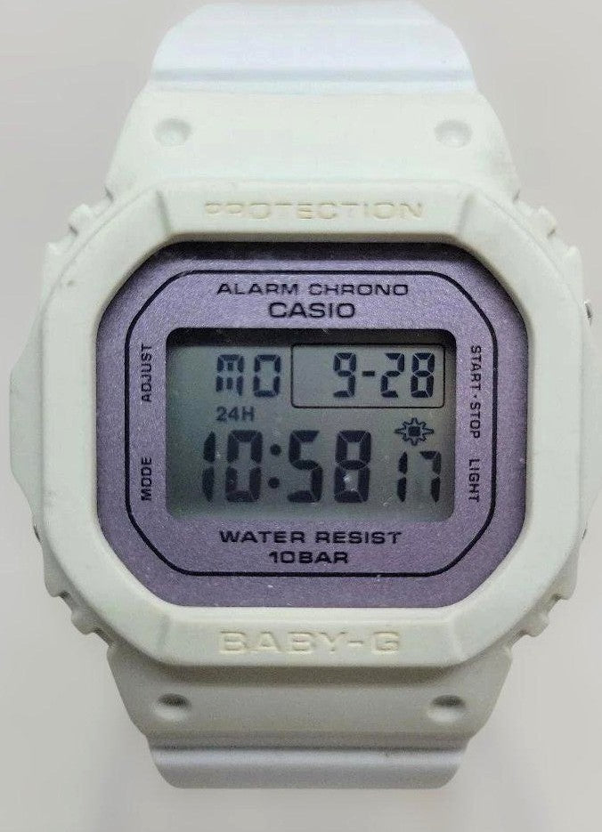 CASIO BABY-G BGD-565SC Digital Watch White Purple Dial Square Case Working
