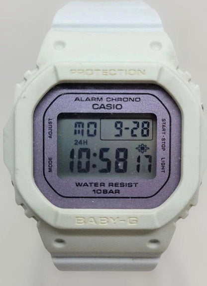 CASIO BABY-G BGD-565SC Digital Watch White Purple Dial Square Case Working