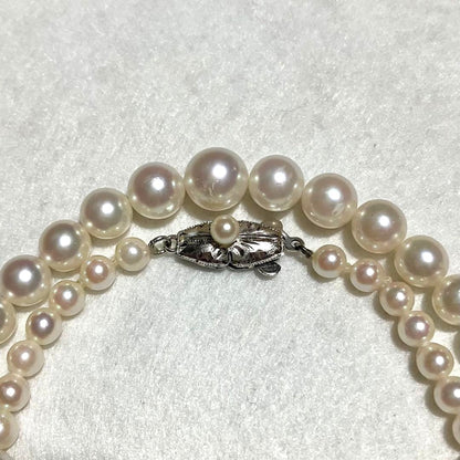 Akoya Pearl Graduated Necklace White Real Pearl 4-8mm 17.5in Silver Clasp