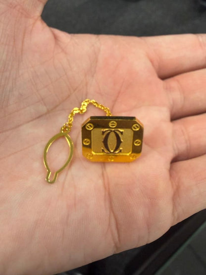 Cartier C de Cartier Cufflinks Set Gold Tone Square Logo France Vintage