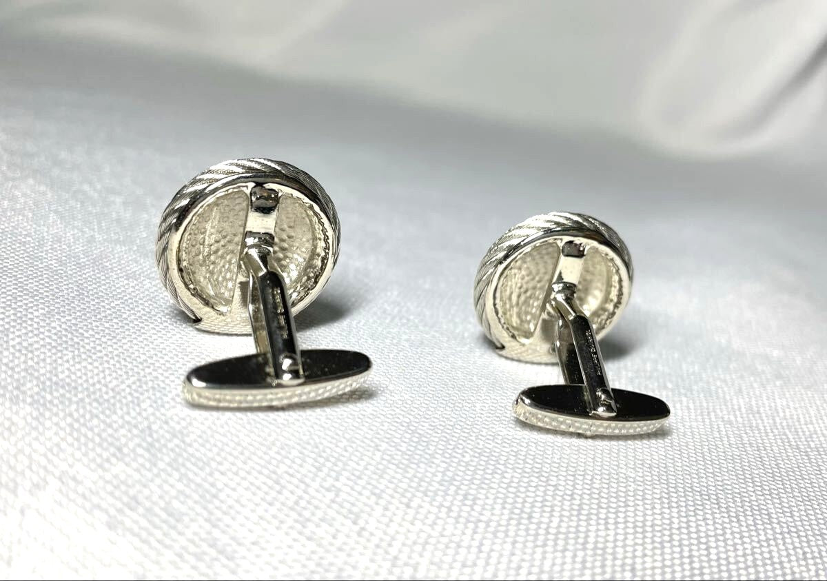 PHILIPPE CHARRIOL Cable Wire C Logo Oval Cufflinks Large Silver Tone 2.2cm